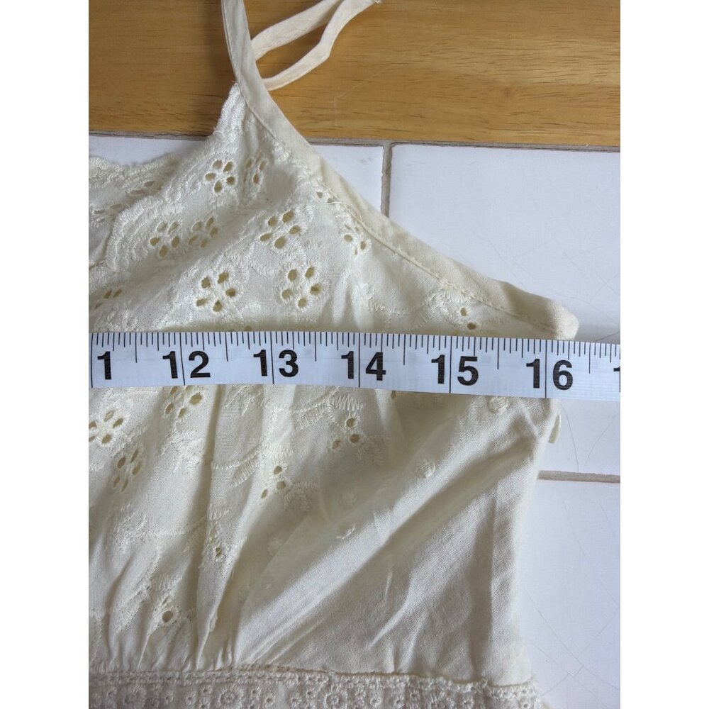 NWT Forever 21 Cottagecore Eyelet Lace Babydoll Dress Cream Cotton Size L - Picture 12 of 16